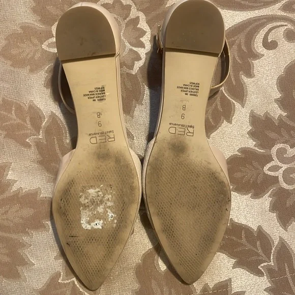 Saks Fifth Avenue Beige Ankle Strap Women's Flats - Picture 5 of 12